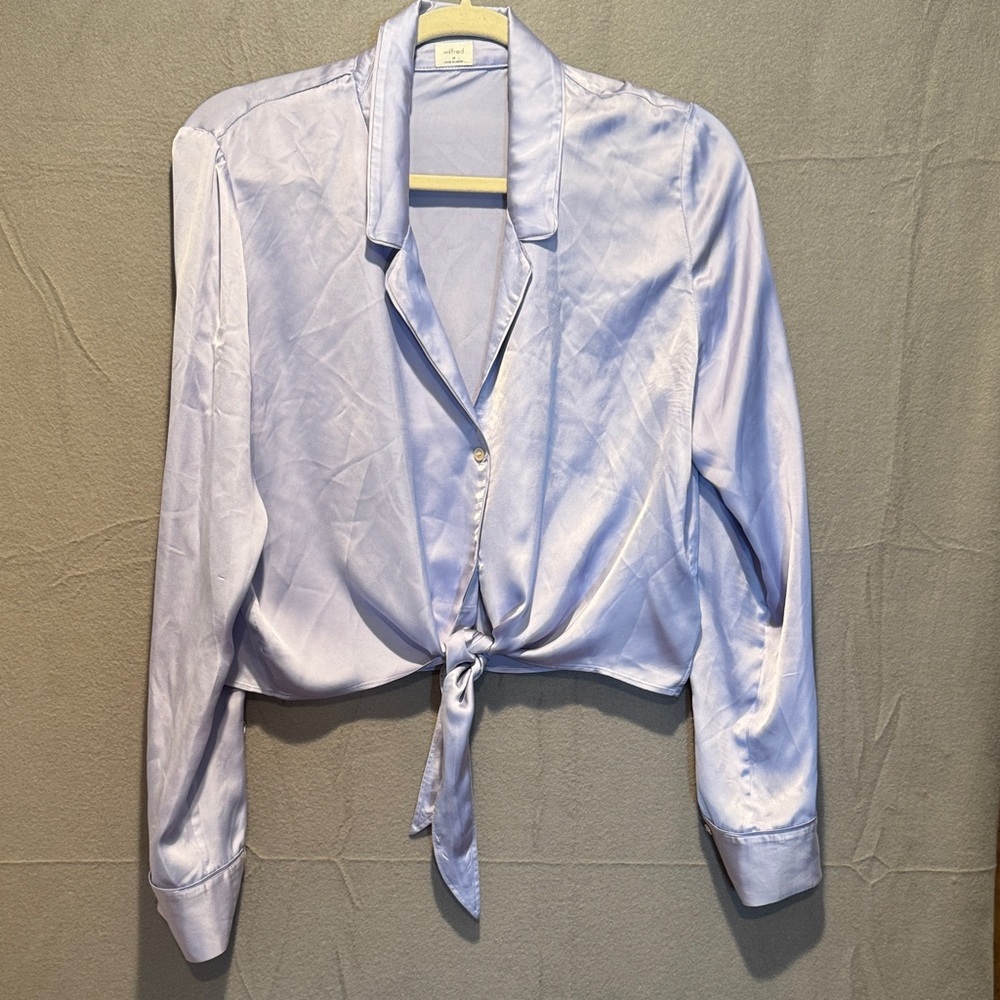 Wilfred Light Purple Satin Button-Down Shirt